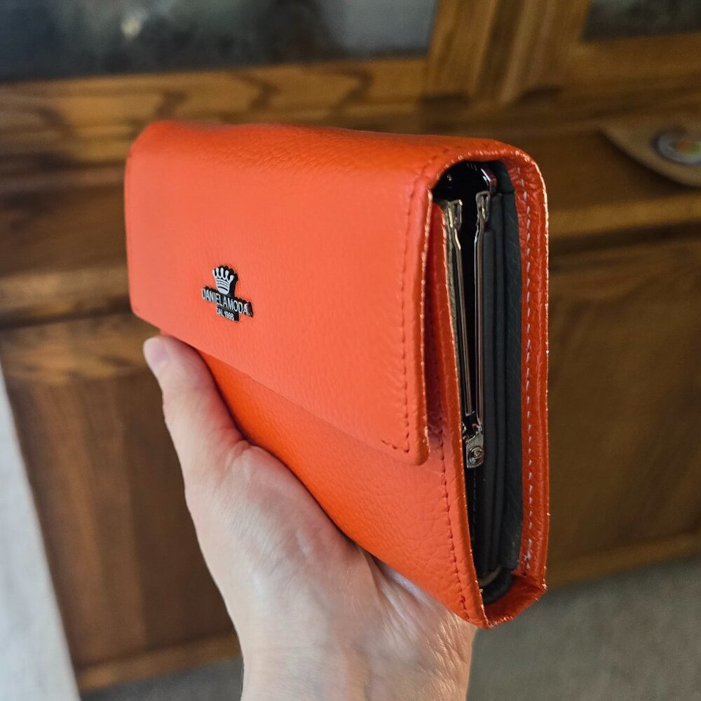 Daniel Amoda Orange leather wallet